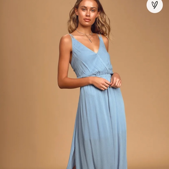 Lost in Paradise Slate Blue Maxi Dress - Picture 2 of 8